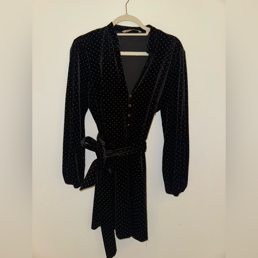 Zara Black and Gold Long Sleeve Dress